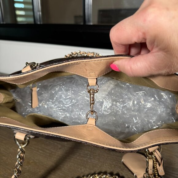 Coach Peyton Signature Chain Tote — Brown/Tan Monogram - Picture 11 of 15